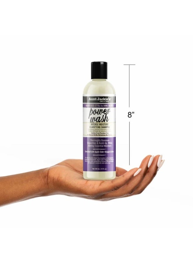 Aunt Jackie's Power Wash Clarifying Shampoo 355ml (12 oz) | Intense Moisture Cleanser for Curls Coils Waves | Apple Cider Vinegar & Aloe | Grapeseed Style & Shine Recipes | Sulphate-Free - Image 5